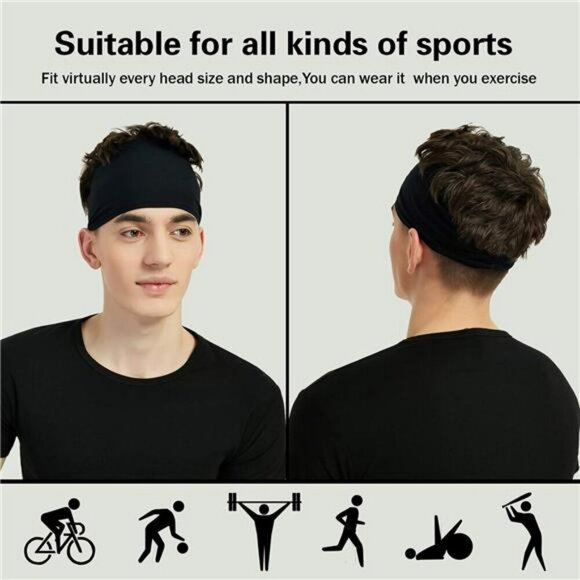Moisture Wicking Sports Headbands Men Women Workout Sweatband Running Yoga - Picture 3 of 8